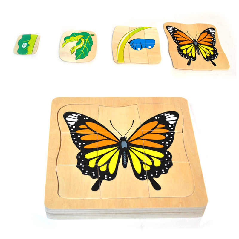 NEW 5 Layer Butterfly Caterpillar Cycle Wooden Puzzle 