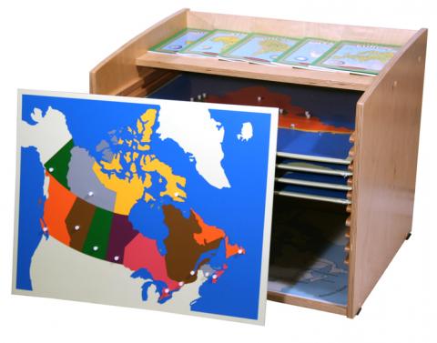 Puzzle Map Cabinet for 8 Maps | E&O Montessori, US