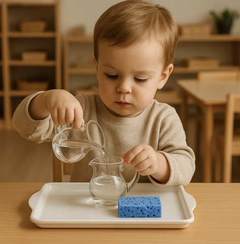 Montessori Water Pouring Activity – Developing Focus, Precision, and Independence