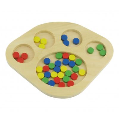 Wooden Sorting Tray with Circle Compartments
