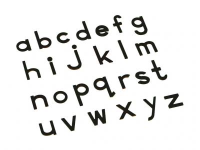 Small Movable Alphabet Print - Black Wooden Letters, Lower Case