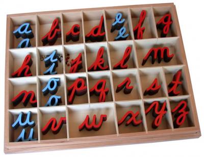 Small Movable Alphabet - Cursive Red & Blue 10/20 Count With Box