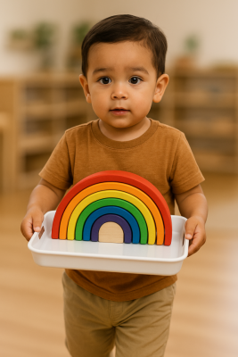 Plastic tray with cut-out side handles