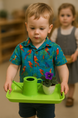 Green Plastic Tray with Cutout Handles, 25.6 x 18.5 x 3 cm