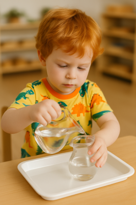Activities with Two Small Clear Pitchers - Montessori Materials
