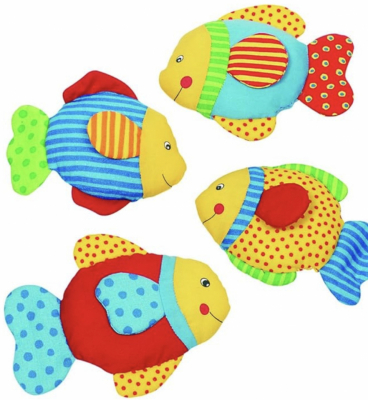  Fabric sensory fish toy for babies 0–6 months with crinkle foil – Montessori-style tactile and auditory toy 