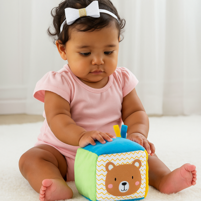 Soft Sensory Baby Cube with Bell