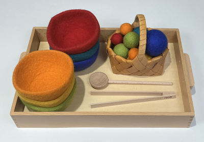 Montessori Color Sorting Game – Wool Felt Bowls