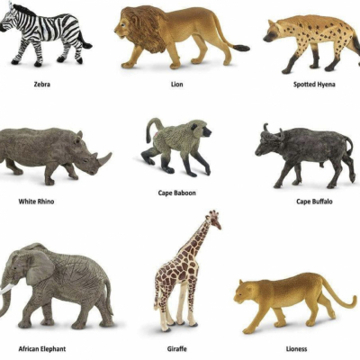 Realistic safari animal figurines for Montessori Africa continent studies