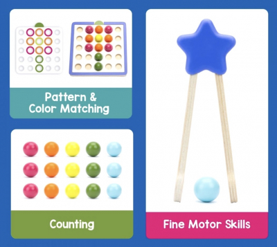 Montessori-inspired pattern and sequencing material for independent hands-on learning