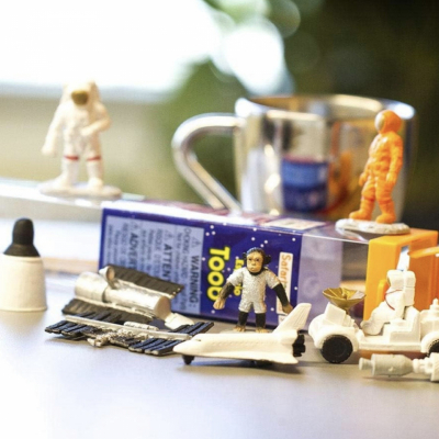 Astronaut figurines from Space Tube set for Montessori language and STEM activities