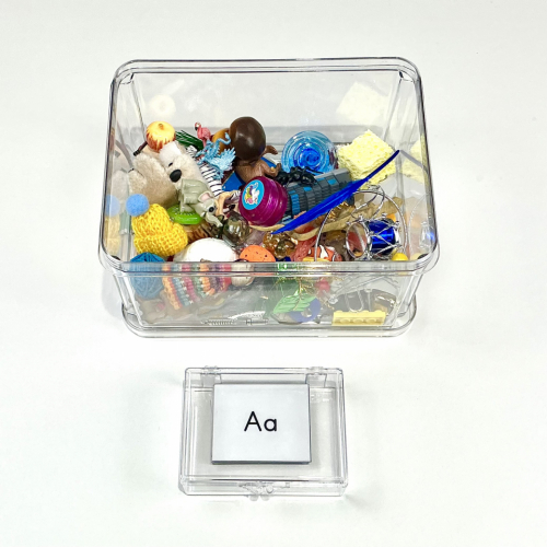 Montessori Alphabet Objects (Initial Sounds) with cards and boxes 