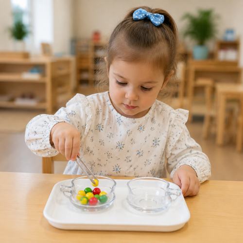 Montessori Apple Transfer Activity with Tongs | E&O Montessori 