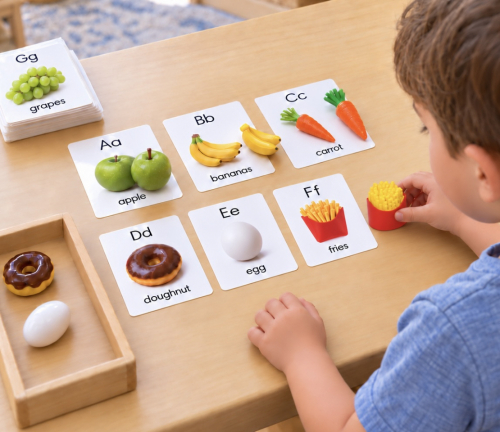 A–Z Food Objects & Matching Cards Set - Mini Foods 