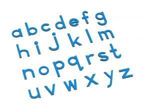 Small Movable Alphabet Print - Blue Wooden Letters, Lower Case