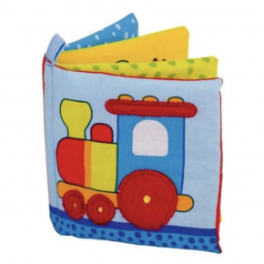 Montessori baby cloth book with textured fabric pages and crinkle sound – colorful sensory toy for 0+ months
