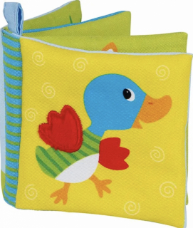 Montessori baby cloth book with textured fabric pages and crinkle sound – colorful sensory toy for 0+ months