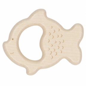 Montessori wooden fish rattle – natural baby toy made from safe wood for ages 0 to 12 months