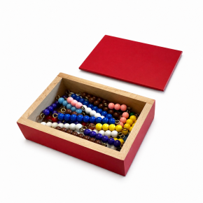 Montessori Colored Bead Stairs in a Red Wooden Box-5 Sets