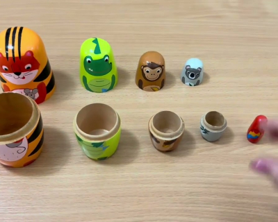 Embedded thumbnail for Nesting Dolls - Wild Animals: Tiger Tavi and his Friends - Opening, Closing, and Nesting